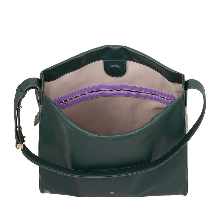 DUDU Borsa Donna a Spalla Trapezoidale in Vera Pelle, Borsa a Trapezio con Tracolla Regolabile – Elegante, Spaziosa per Tempo Libero, Lavoro, Sera