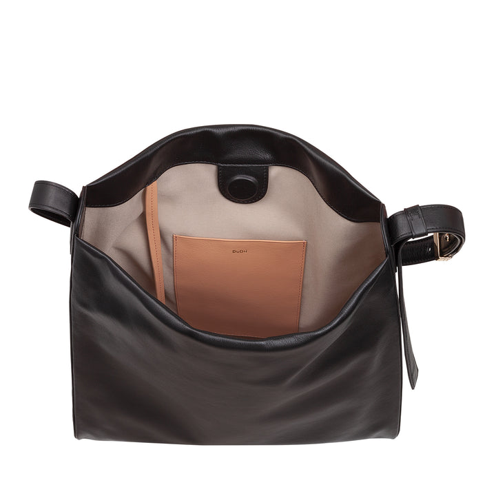 DUDU Borsa Donna a Spalla Trapezoidale in Vera Pelle, Borsa a Trapezio con Tracolla Regolabile – Elegante, Spaziosa per Tempo Libero, Lavoro, Sera