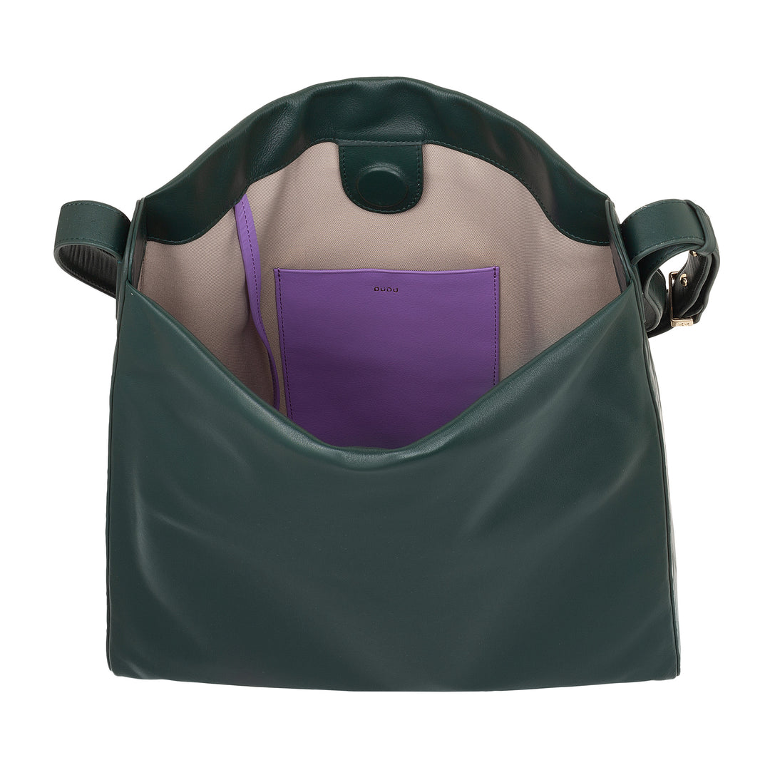 DUDU Borsa Donna a Spalla Trapezoidale in Vera Pelle, Borsa a Trapezio con Tracolla Regolabile – Elegante, Spaziosa per Tempo Libero, Lavoro, Sera