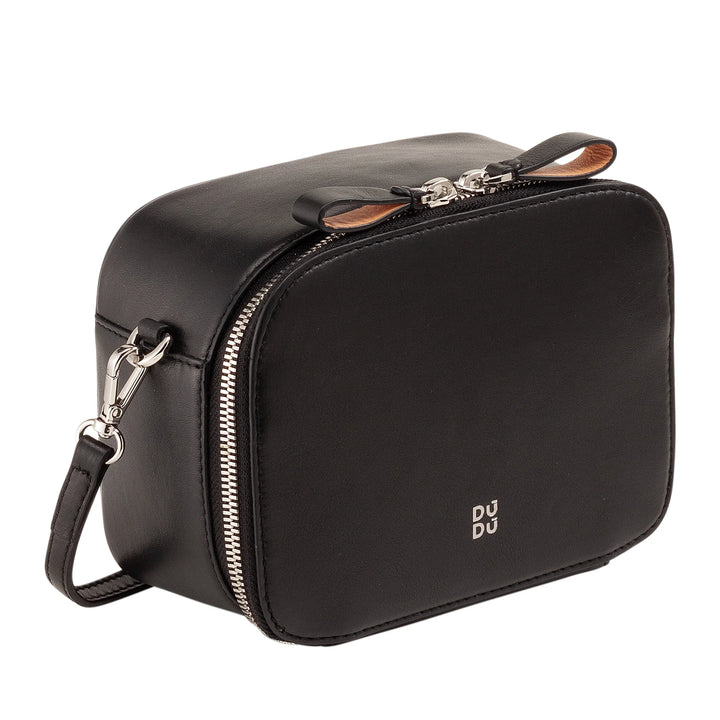 DUDU Borsa a Tracolla Donna Piccola in Pelle, Camera Bag con Doppia Tracolla, Chiusura a Cerniera, Borsa Design Compatto Elegante