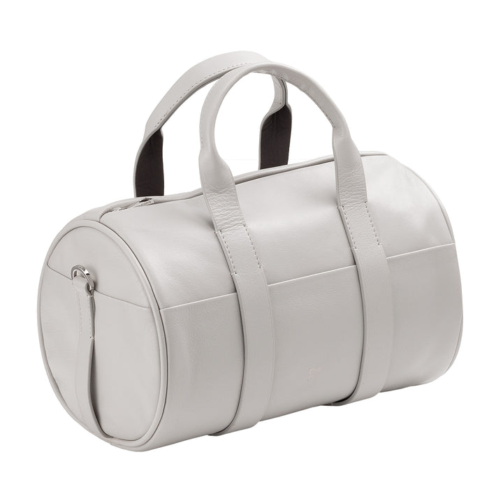 Sac pour femmes Dudu avec véritable cylindre en cuir, sac souple cylindrique, sac de baril avec bandoulière et deux poignées, design élégant coloré