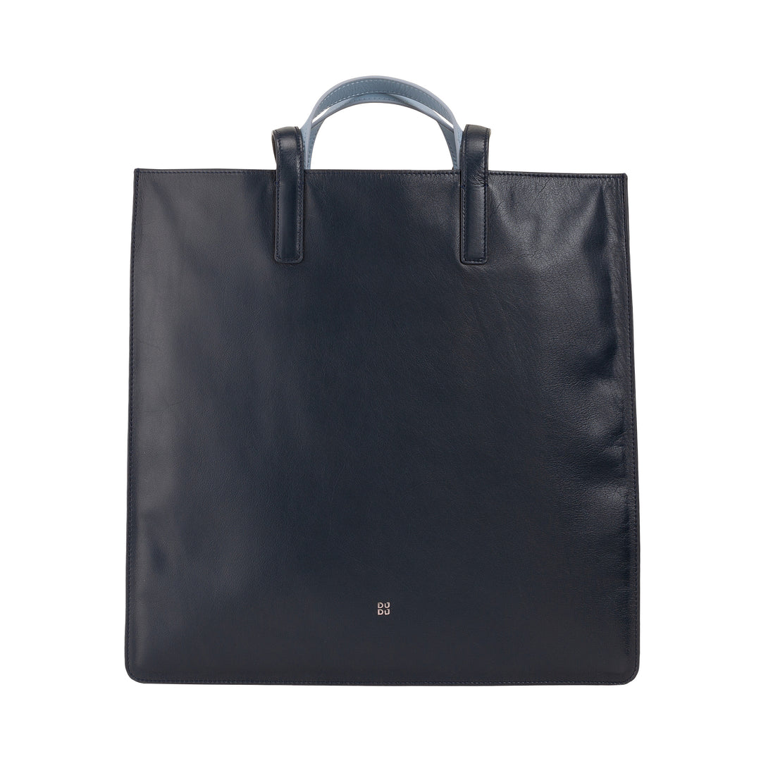 DUDU Große weiche Damentasche, Einkaufstasche aus farbigem Leder, Doppelgriffe, elegante Umhängetasche, große Handtasche
