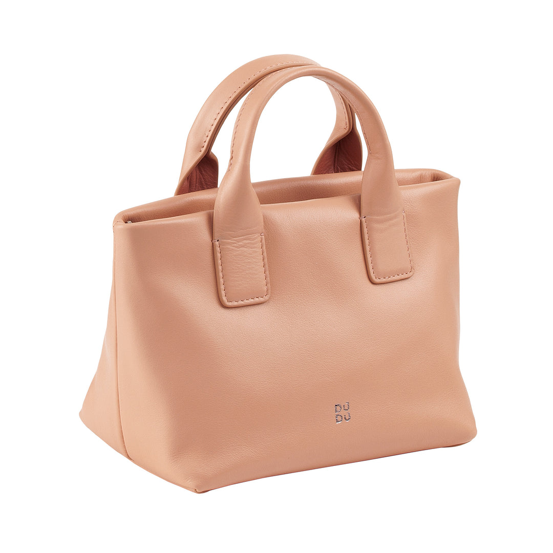 DUDU Kleine Damen-Umhängetasche aus echtem Leder, elegante Mini-Abendtasche, 22 x 13 cm, doppelte Griffe, Kettenschultergurt, Reißverschluss