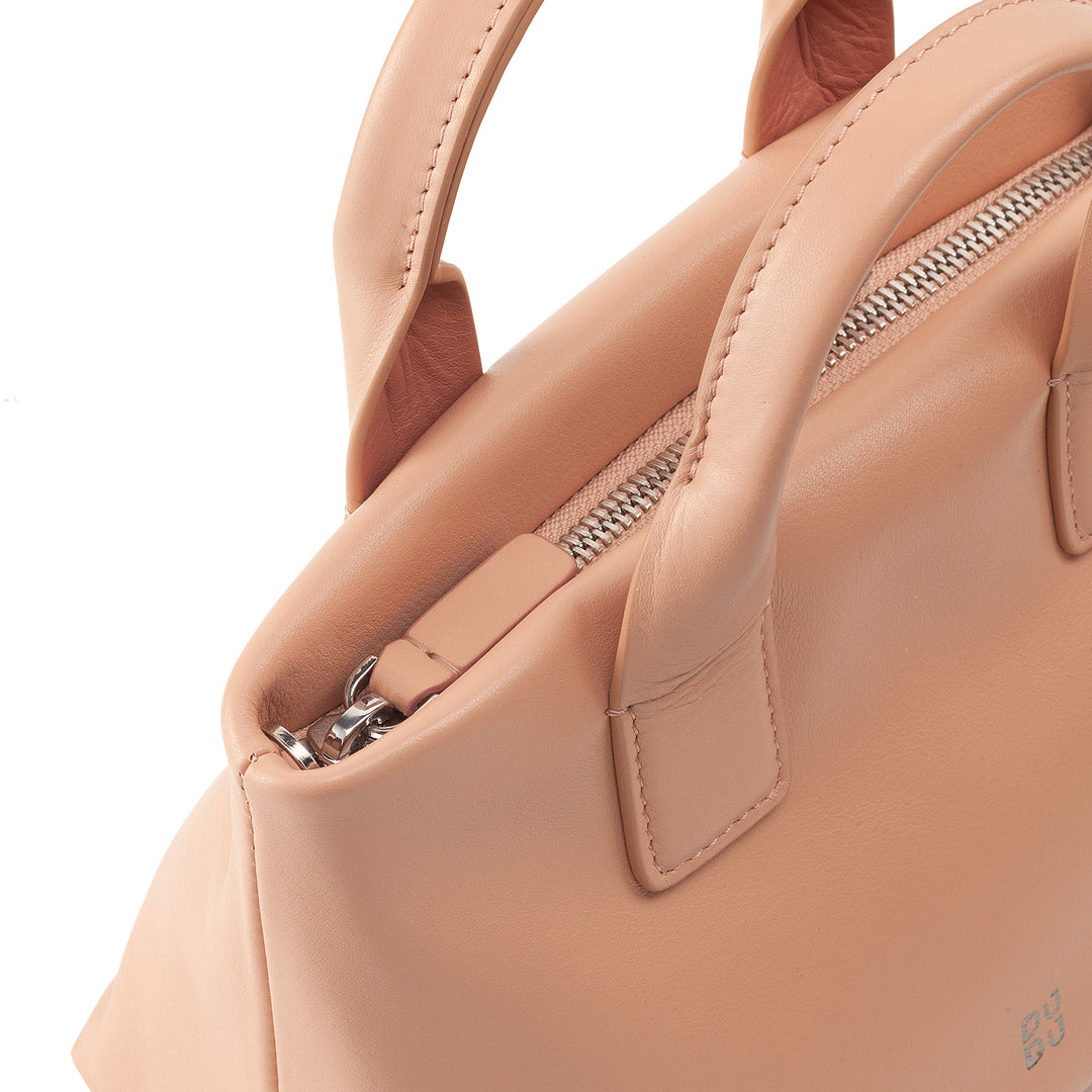 DUDU Kleine Damen-Umhängetasche aus echtem Leder, elegante Mini-Abendtasche, 22 x 13 cm, doppelte Griffe, Kettenschultergurt, Reißverschluss