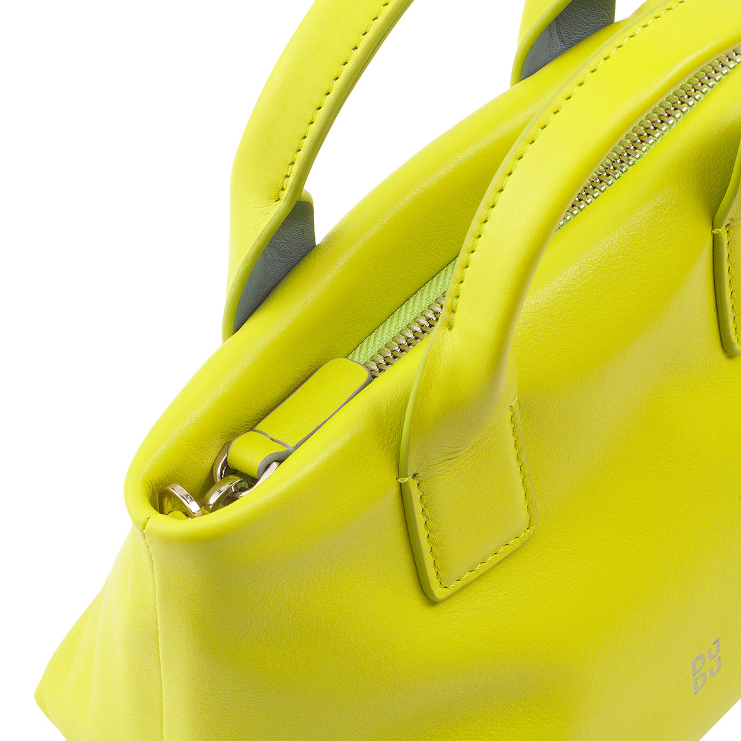DUDU Petit Sac à Bandoulière pour Femme en Cuir Véritable, Mini Sac de Soirée Élégant, 22 x 13 cm, Double Poignées, Bandoulière en Chaîne, Fermeture Éclair