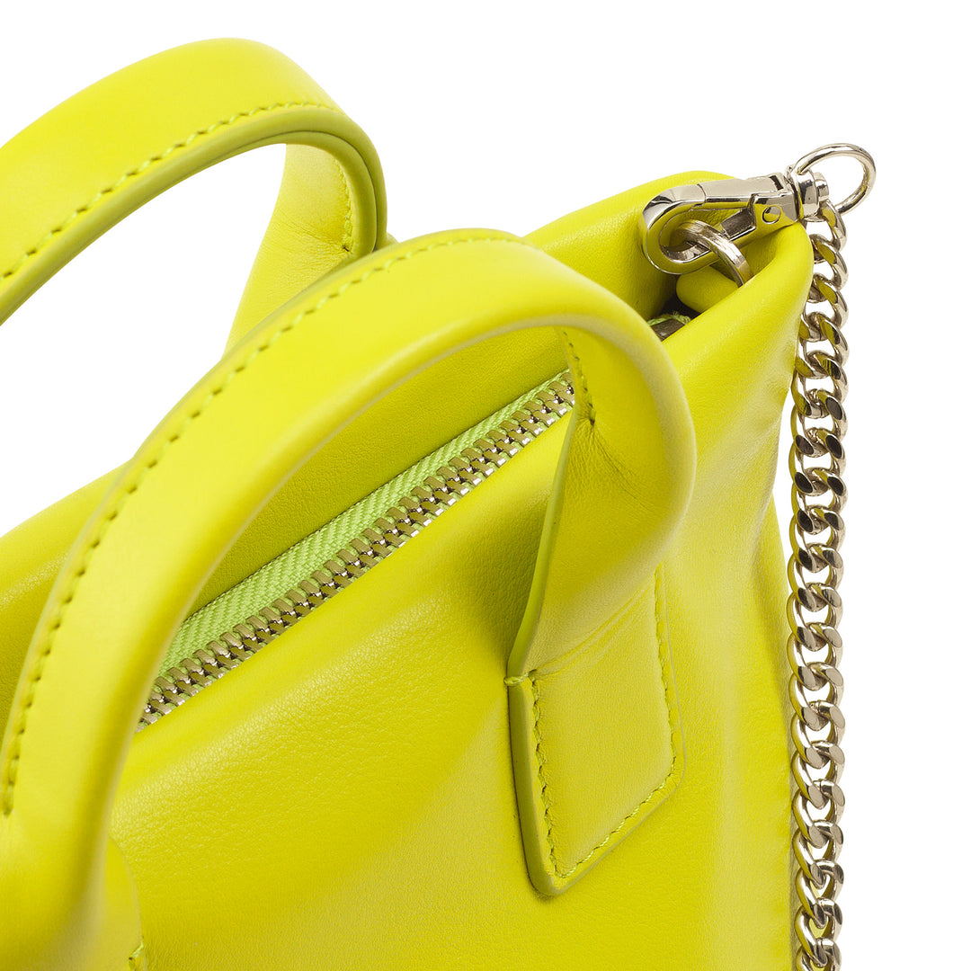 DUDU Petit Sac à Bandoulière pour Femme en Cuir Véritable, Mini Sac de Soirée Élégant, 22 x 13 cm, Double Poignées, Bandoulière en Chaîne, Fermeture Éclair