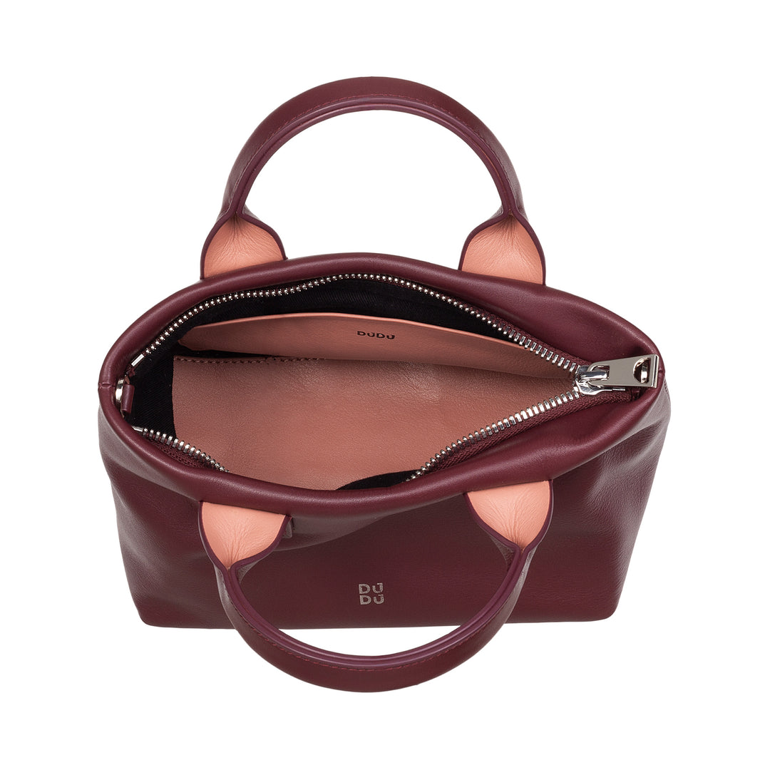 Sac de boxe Dudu pour femmes en cuir réel, élégant mini sac de sac de sérum, 22 x 13 cm, poignées doubles, bandoulière à chaîne, fermeture de fermeture éclair