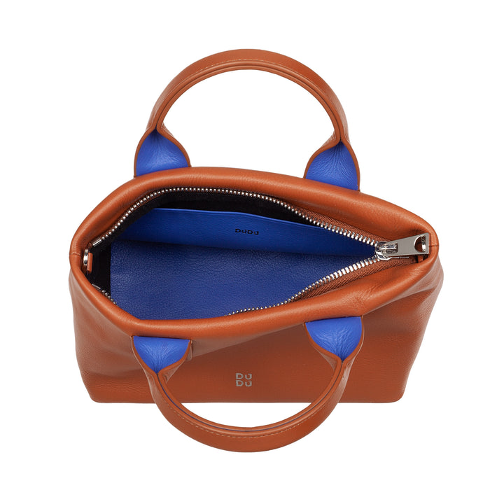 DUDU Petit Sac à Bandoulière pour Femme en Cuir Véritable, Mini Sac de Soirée Élégant, 22 x 13 cm, Double Poignées, Bandoulière en Chaîne, Fermeture Éclair