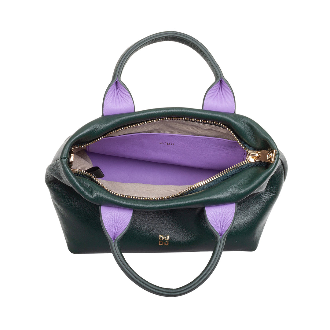 Sac de boxe Dudu pour femmes en cuir réel, élégant mini sac de sac de sérum, 22 x 13 cm, poignées doubles, bandoulière à chaîne, fermeture de fermeture éclair