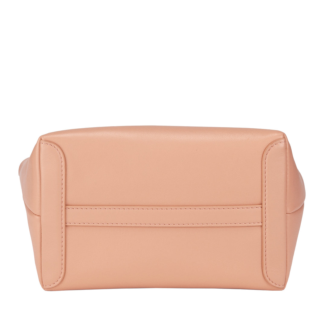 DUDU Kleine Damen-Umhängetasche aus echtem Leder, elegante Mini-Abendtasche, 22 x 13 cm, doppelte Griffe, Kettenschultergurt, Reißverschluss