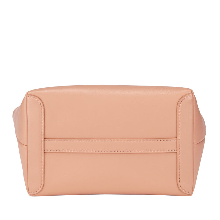 DUDU Kleine Damen-Umhängetasche aus echtem Leder, elegante Mini-Abendtasche, 22 x 13 cm, doppelte Griffe, Kettenschultergurt, Reißverschluss