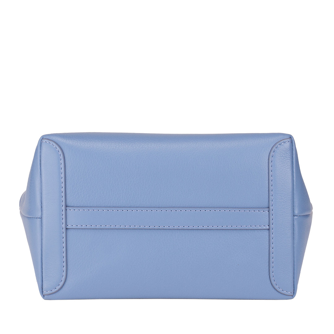 DUDU Kleine Damen-Umhängetasche aus echtem Leder, elegante Mini-Abendtasche, 22 x 13 cm, doppelte Griffe, Kettenschultergurt, Reißverschluss