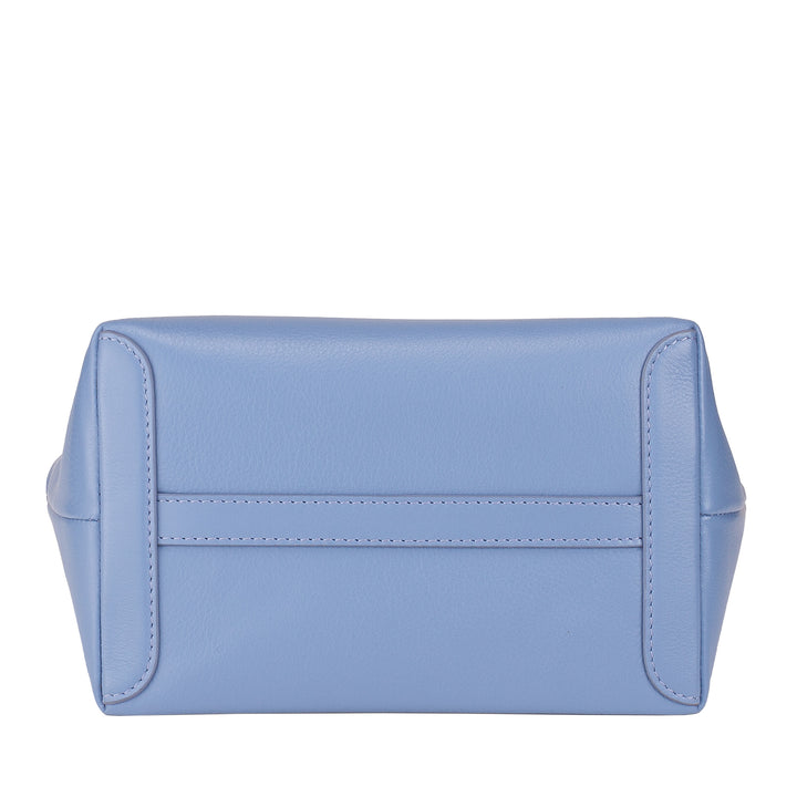 DUDU Kleine Damen-Umhängetasche aus echtem Leder, elegante Mini-Abendtasche, 22 x 13 cm, doppelte Griffe, Kettenschultergurt, Reißverschluss