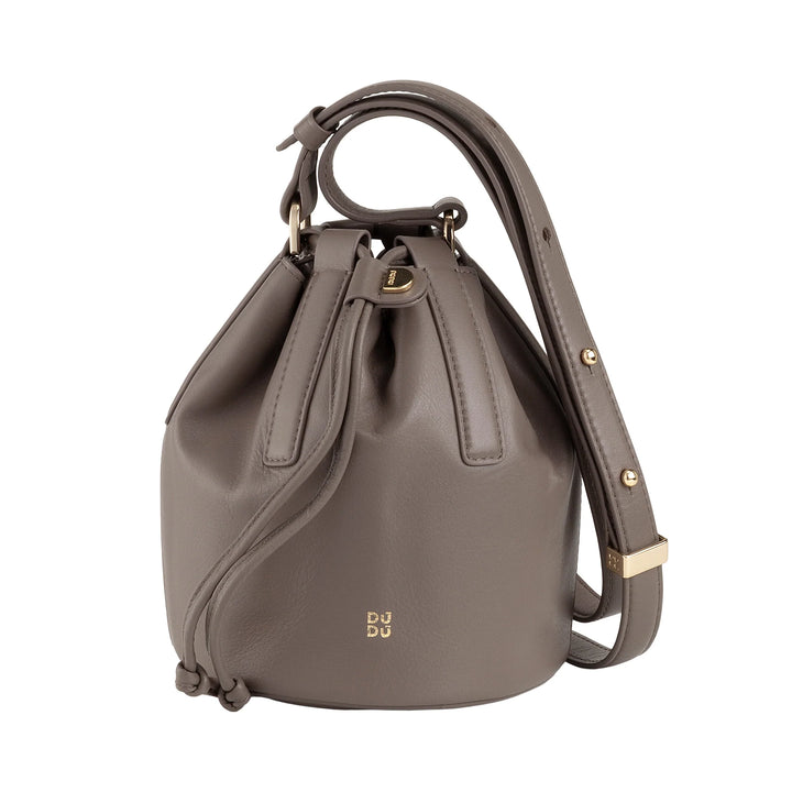 DUDU Piccola Borsa a Secchiello da Donna in Vera Pelle con Tracolla Regolabile e Chiusura a Coulisse – Borsa a Tracolla Elegante e Compatta con Cordoncino, Perfetta per l&