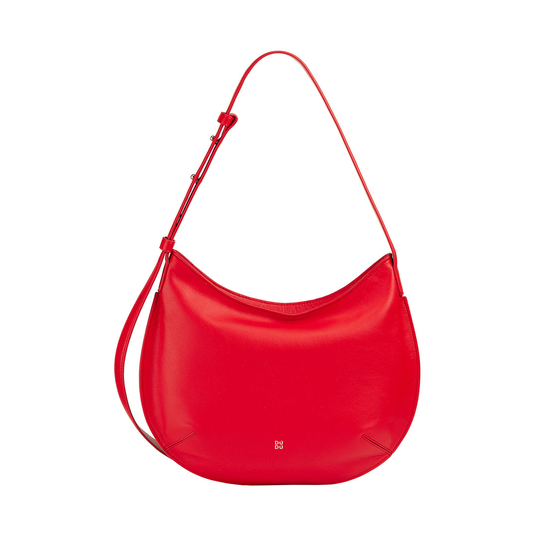 Sac à bandoulière doux pour femme moyenne en cuir véritable, Sac Hobo avec bandoulière réglable, Sac à bandoulière avec fermeture éclair