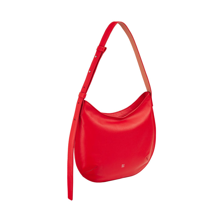 Sac à bandoulière doux pour femme moyenne en cuir véritable, Sac Hobo avec bandoulière réglable, Sac à bandoulière avec fermeture éclair