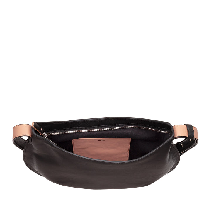 DUDU Mittelgroße weiche Umhängetasche für Damen aus echtem Leder, Hobo-Tasche mit verstellbarem Schultergurt, Umhängetasche mit Reißverschluss