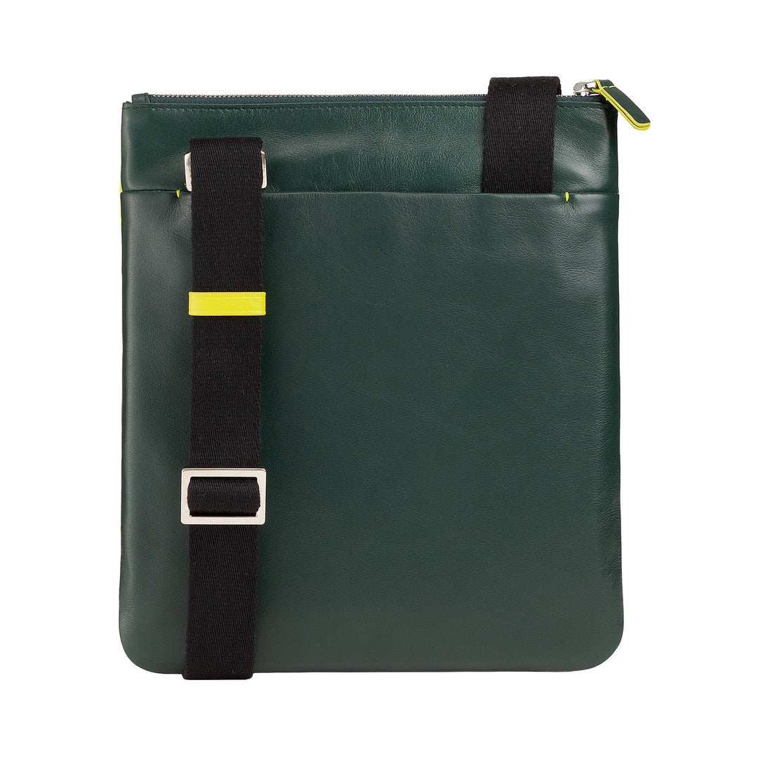 DUDU Borsello Uomo a Tracolla Pelle con Cerniera Zip, Borsa Spalla Design Compatto in Vera Pelle Colorato e Cinghia Regolabile