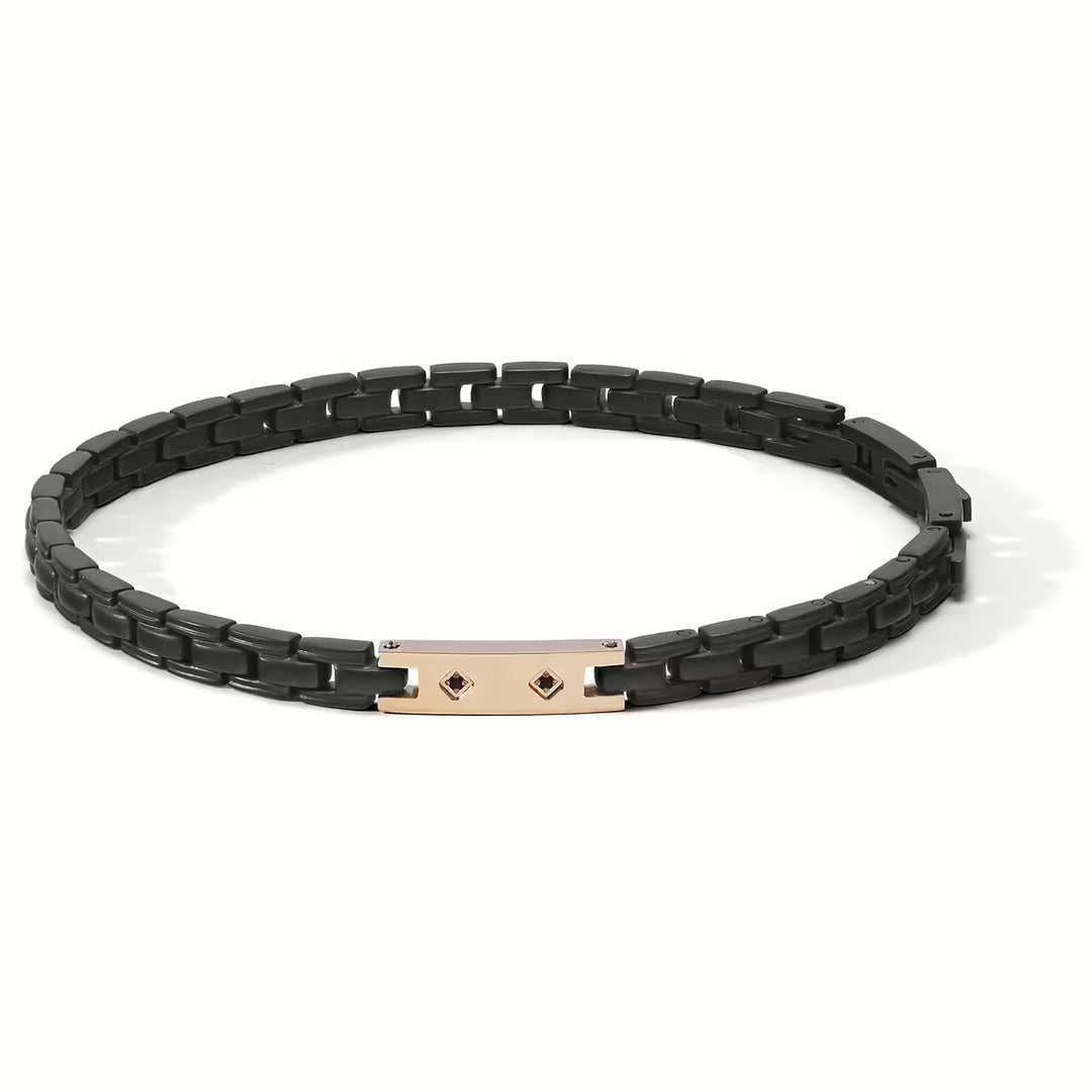 Comet Bracelet Faces Steel Finishes PVD Rose Gold and Black Zircon UBR 1185