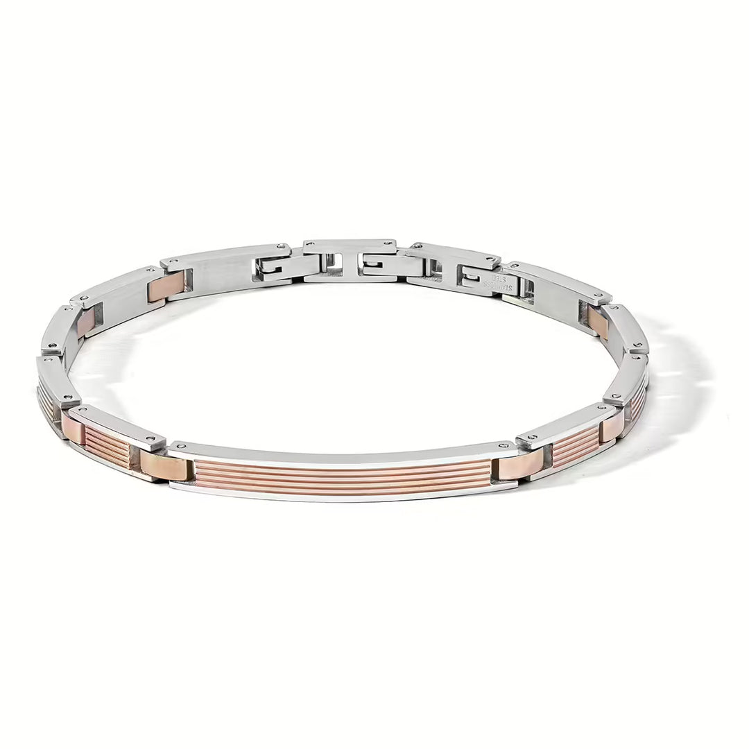 Bracelet cote texture en acier finitions PVD Gold Pink UBR 1170