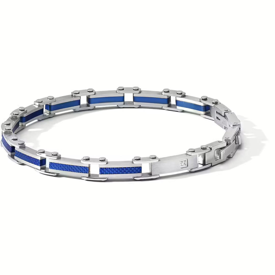 Comete Bracelet Texture steel finishes pvd blue ubr 1197