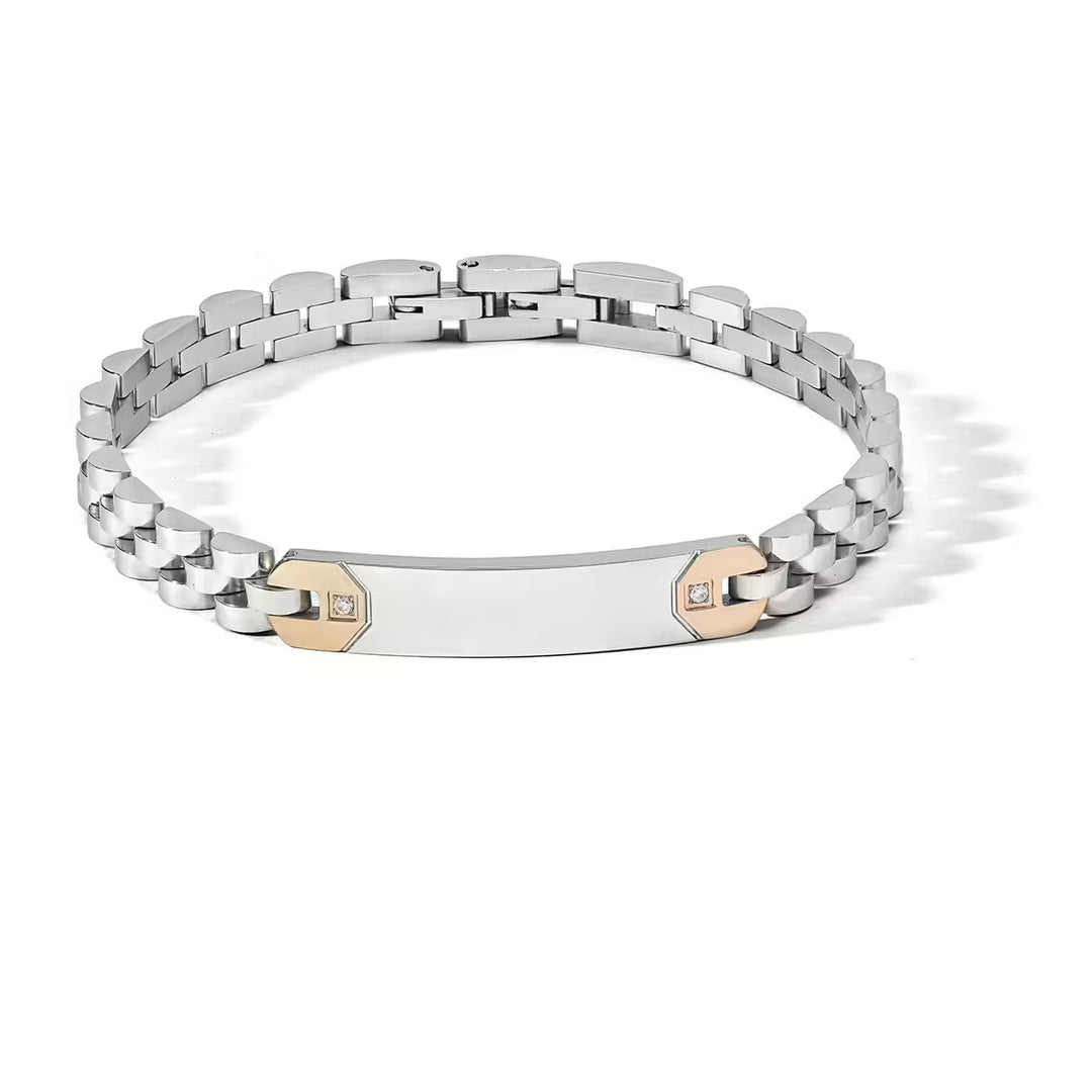 Comete bracciale Zip acciaio finiture PVD oro rosa zirconi UBR 1172