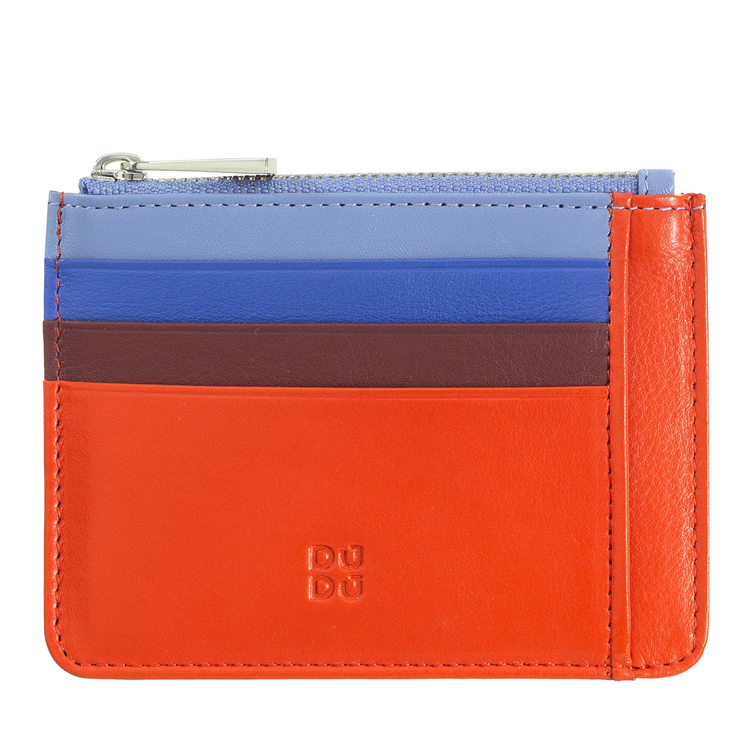 DUDU sachet Credit cards in real colorful leather wallet with zip