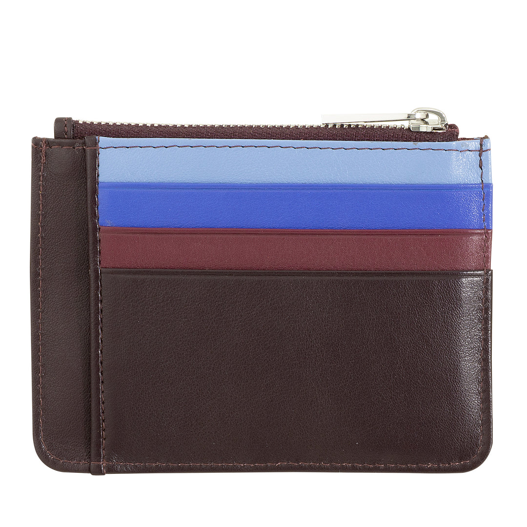 DUDU sachet Credit cards in real colorful leather wallet with zip