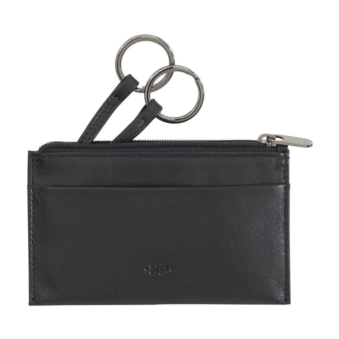 Porte-clés et porte-monnaie Nuvola Pelle dans une pochette en cuir Nappa véritable avec fermeture éclair et 2 anneaux pour clés