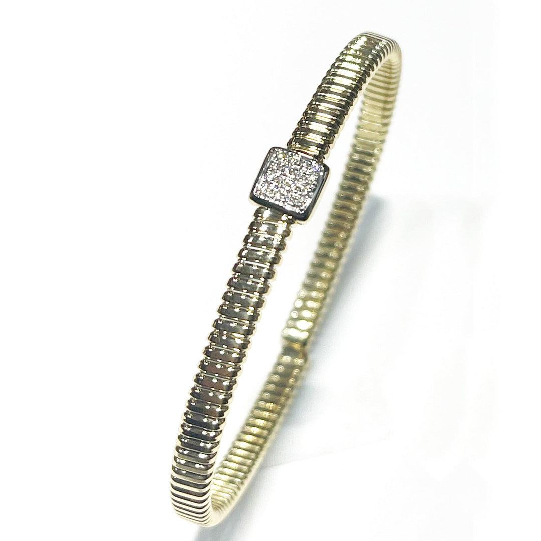 Capodagli bracciale Carrè Tubogas anima titanio oro 18kt diamanti S368 - Capodagli 1937