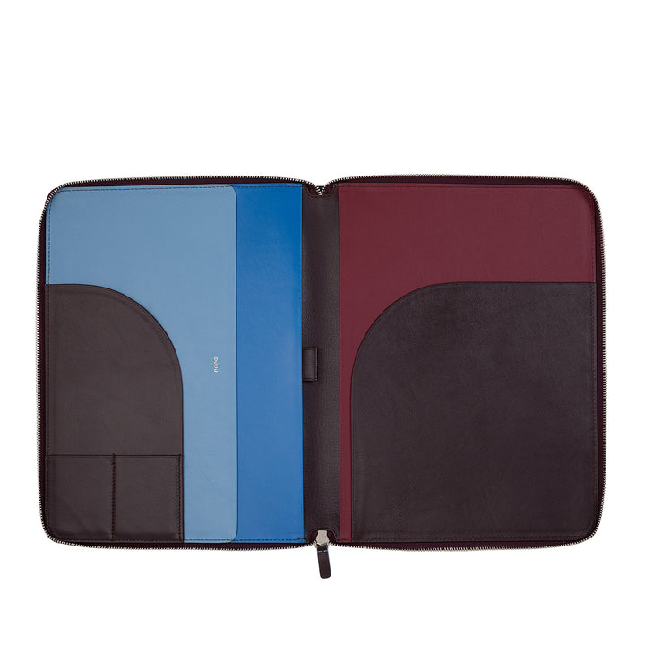 Dudu câble câble A4 en cuir en support de cuir étiquette de tablette iPad multicolore Tapet avec zip