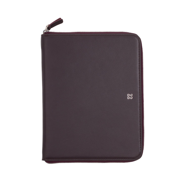 DUDU Cartella Portadocumenti A5 in Vera Pelle da Uomo Donna, Porta Tablet iPad Mini, Portablocchi, Organizer per Blocco Note Quaderno A5