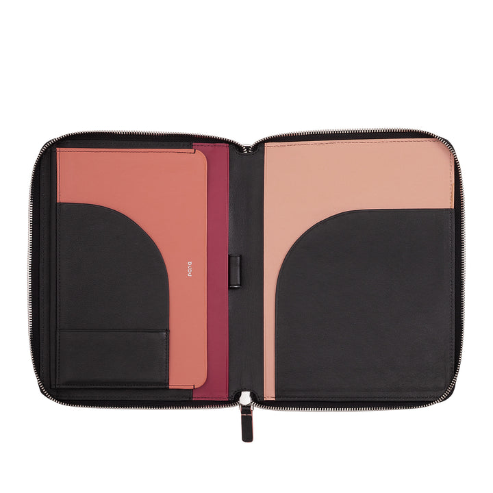 DUDU A5-Dokumentenmappe aus echtem Leder für Damen und Herren, iPad Mini-Tablet-Halter, Klemmbrett, Organizer für A5-Notizbücher