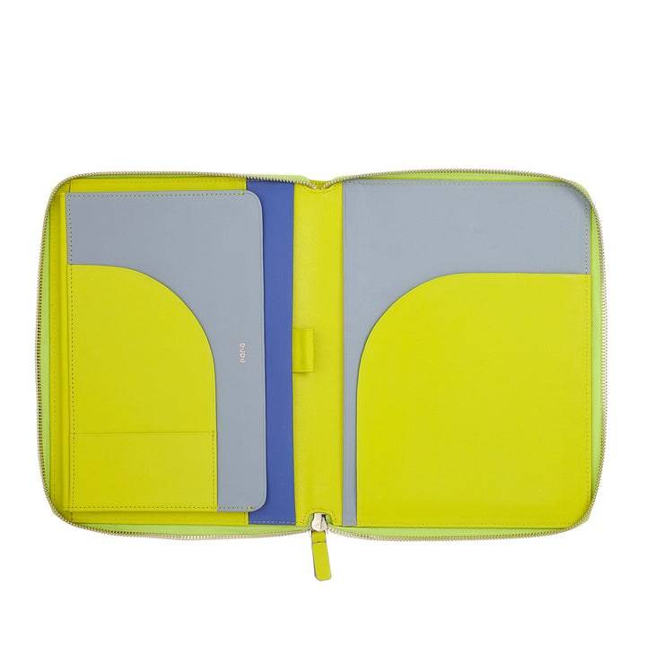 DUDU A5-Dokumentenmappe aus echtem Leder für Damen und Herren, iPad Mini-Tablet-Halter, Klemmbrett, Organizer für A5-Notizbücher