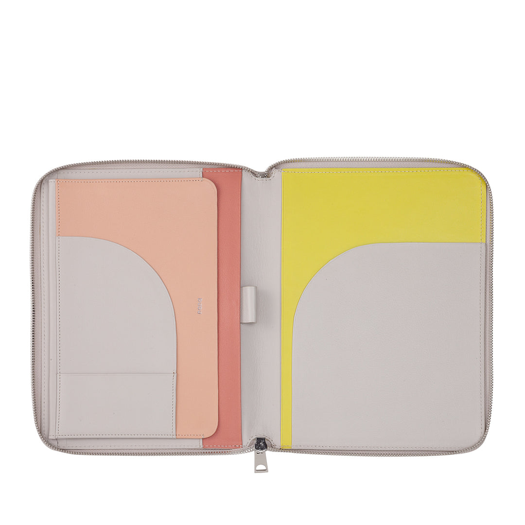 DUDU Genuine Leather A5 Document Folder for Men and Women, iPad Mini Tablet Holder, Clipboard, Organizer for A5 Notebooks