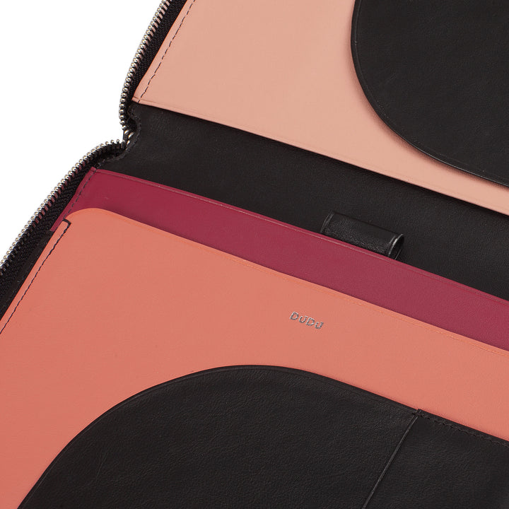 DUDU A5-Dokumentenmappe aus echtem Leder für Damen und Herren, iPad Mini-Tablet-Halter, Klemmbrett, Organizer für A5-Notizbücher
