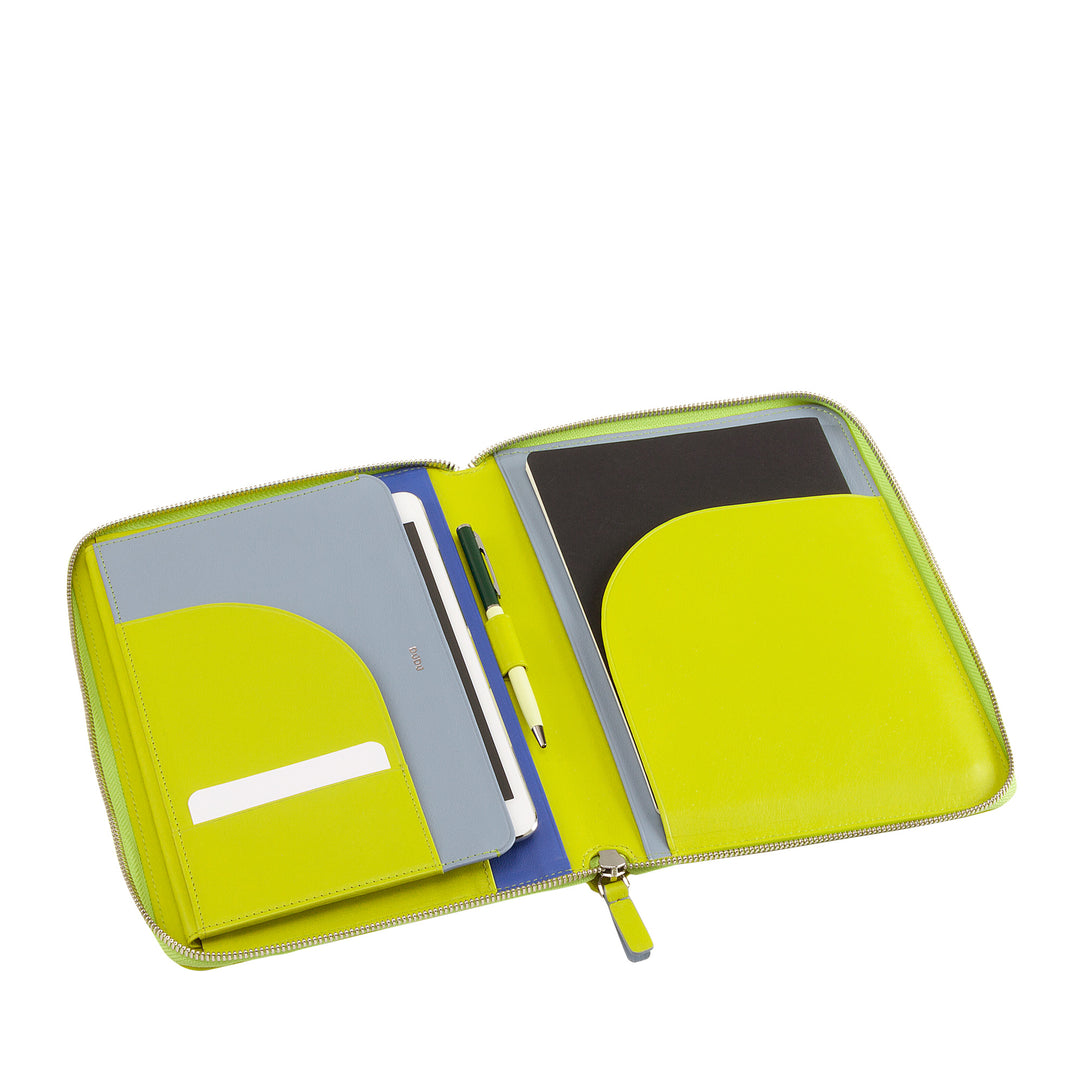DUDU A5-Dokumentenmappe aus echtem Leder für Damen und Herren, iPad Mini-Tablet-Halter, Klemmbrett, Organizer für A5-Notizbücher