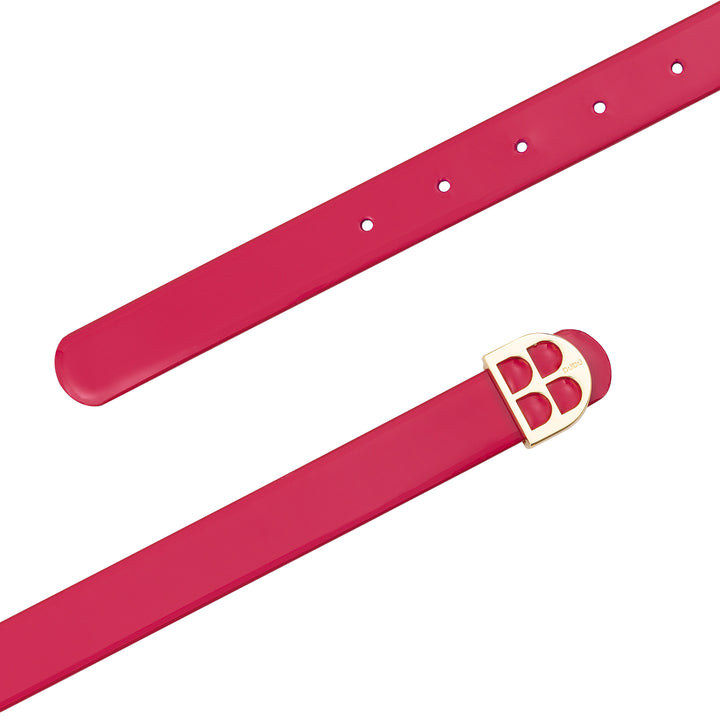 DUDU Damen-Gürtel aus Lackleder, echtes Leder, hergestellt in Italien, H 23 mm, wendbar, dünn, eleganter, hochwertiger Gürtel