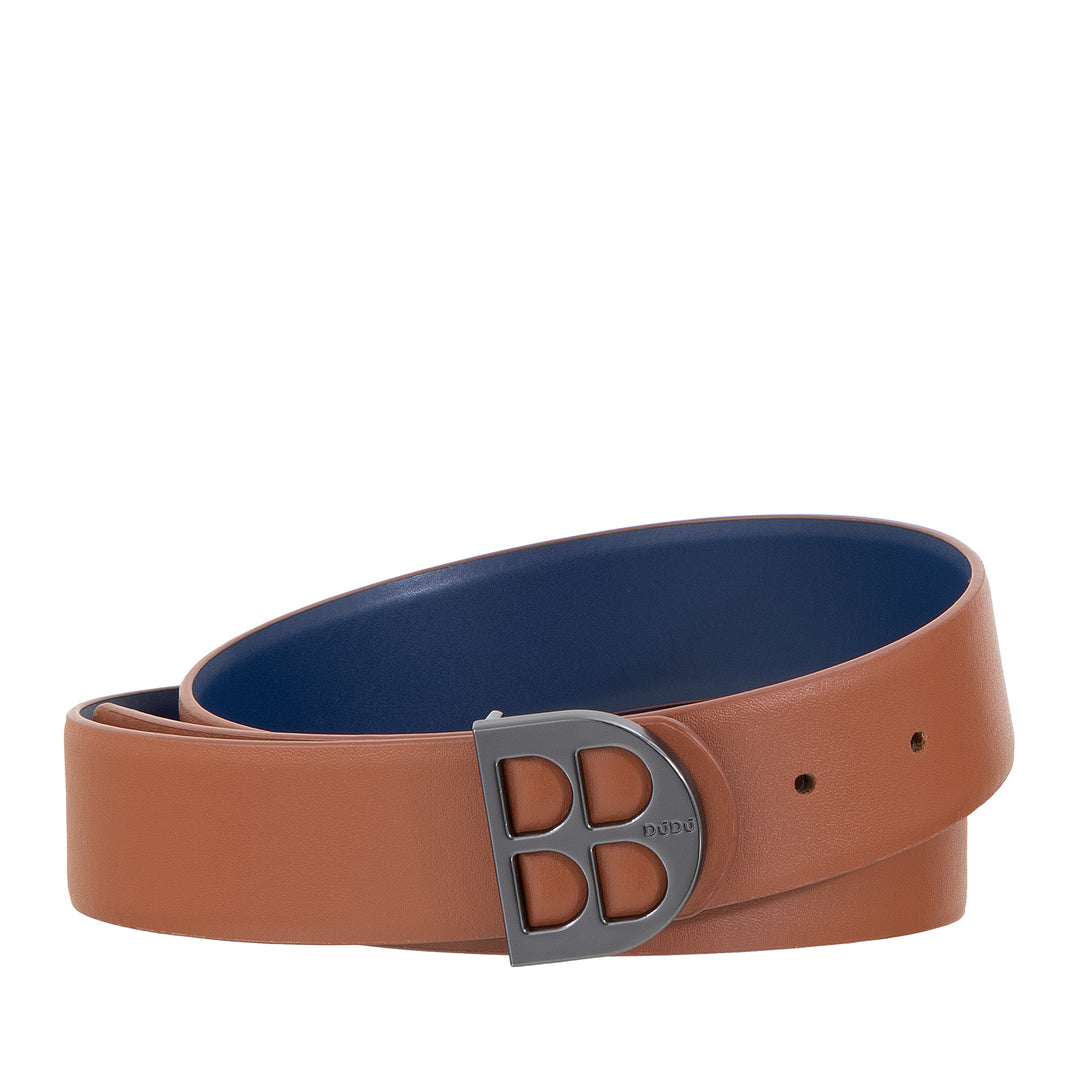 Dudu belt reversible in real two -tone skin, made in Italy, Double Face, H 35mm, with personalized buckle