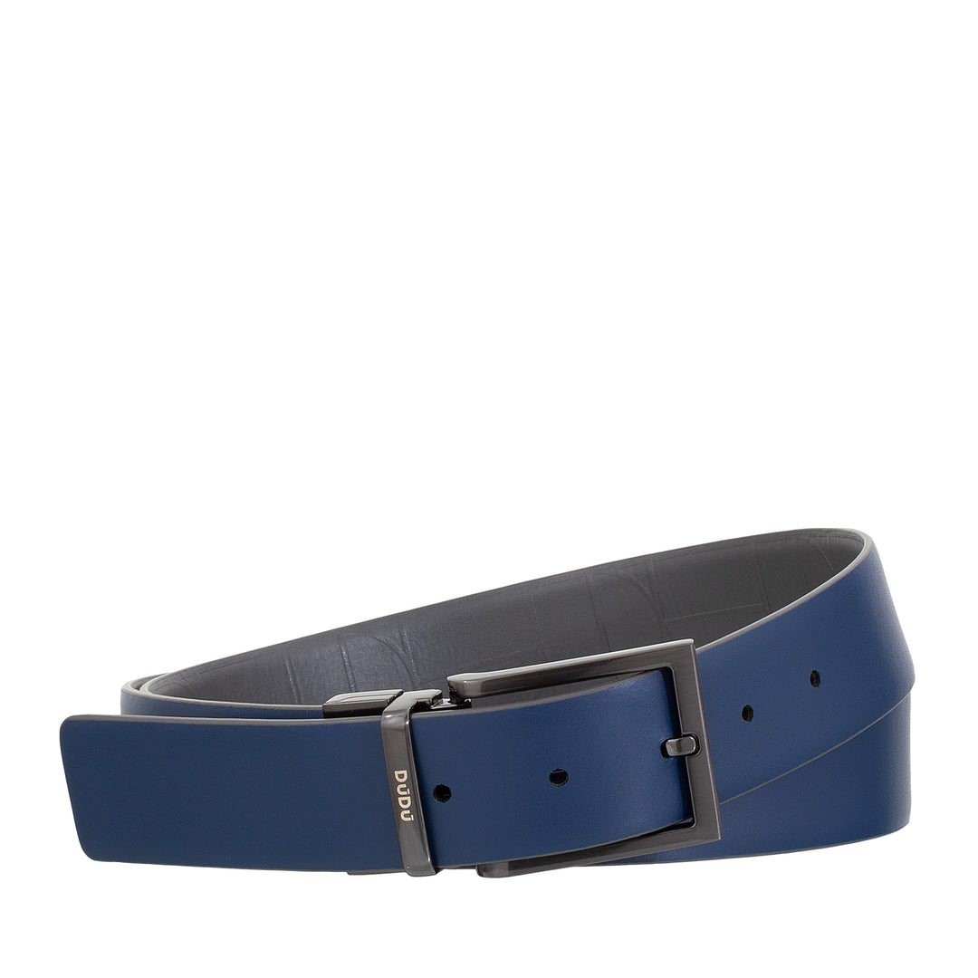 DUDU reversible belt man in leather, made in Italy, adjustable and with swivel buckle, skin with a printed side and a smooth side