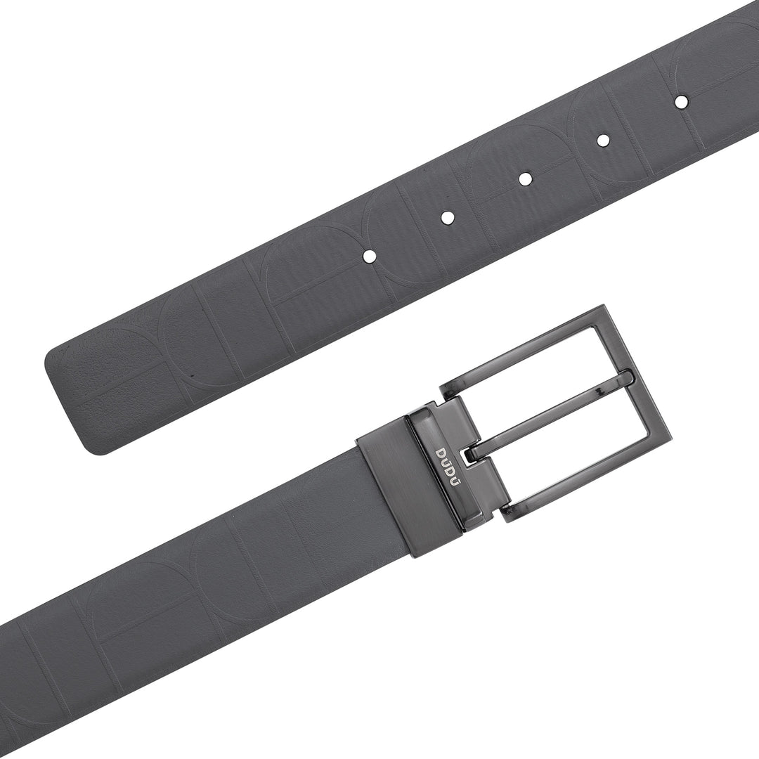 DUDU Reversible Belt Man in Leder, in Italien hergestellt, verstellbar und mit Drehschnalle, Haut mit einer bedruckten Seite und einer glatten Seite