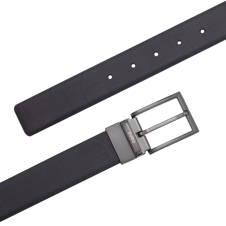 DUDU reversible belt man in leather, made in Italy, adjustable and with swivel buckle, skin with a printed side and a smooth side