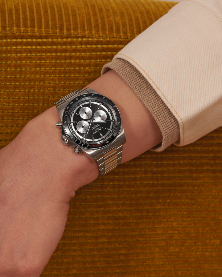 Longines Conquest Chronograph, 42 mm, schwarze Automatikuhr aus Stahl, L3.835.4.52.6