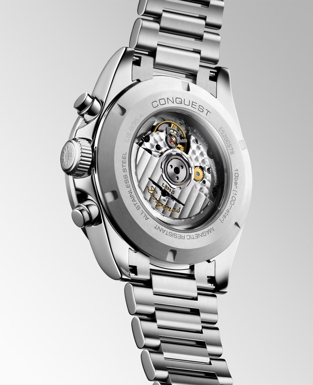 Longines Conquest Chronograph, 42 mm, schwarze Automatikuhr aus Stahl, L3.835.4.52.6