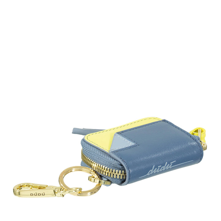 DUDU Étui AirPods en cuir avec porte-clés – Mini pochette zippée pour écouteurs sans fil, porte-clés, housse en cuir élégante pour femme