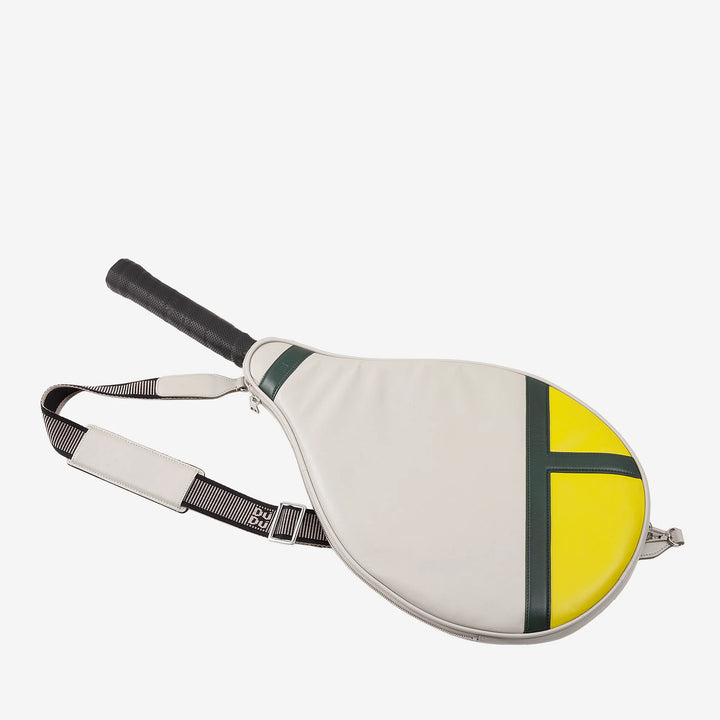 DUDU Étui pour raquette de tennis en cuir véritable, housse en édition limitée, gaine rembourrée avec fermeture éclair, poche latérale et bandoulière