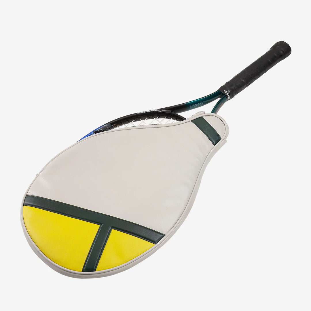DUDU Étui pour raquette de tennis en cuir véritable, housse en édition limitée, gaine rembourrée avec fermeture éclair, poche latérale et bandoulière