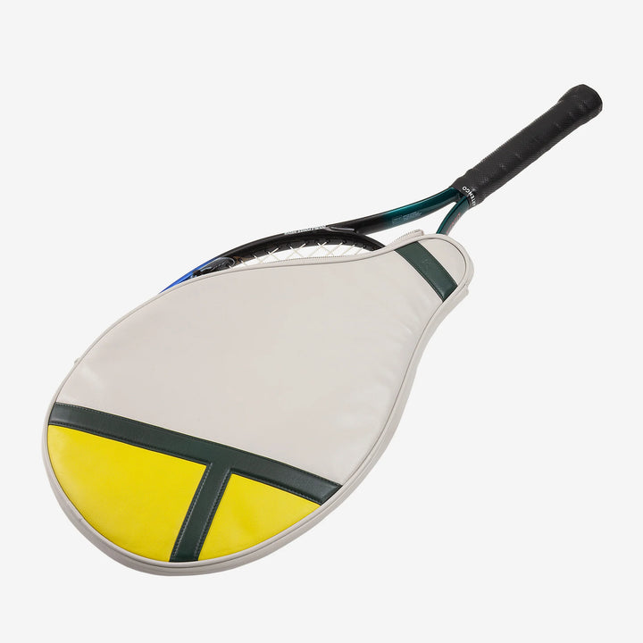 DUDU Étui pour raquette de tennis en cuir véritable, housse en édition limitée, gaine rembourrée avec fermeture éclair, poche latérale et bandoulière