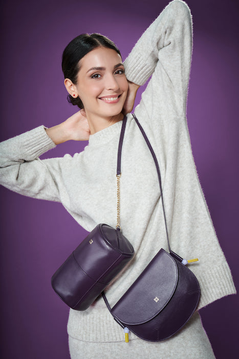 DUDU Damen Umhängetasche mit Klappe aus echtem Leder, kleine Umhängetasche mit magnetischer Knopfklappe, Handtasche