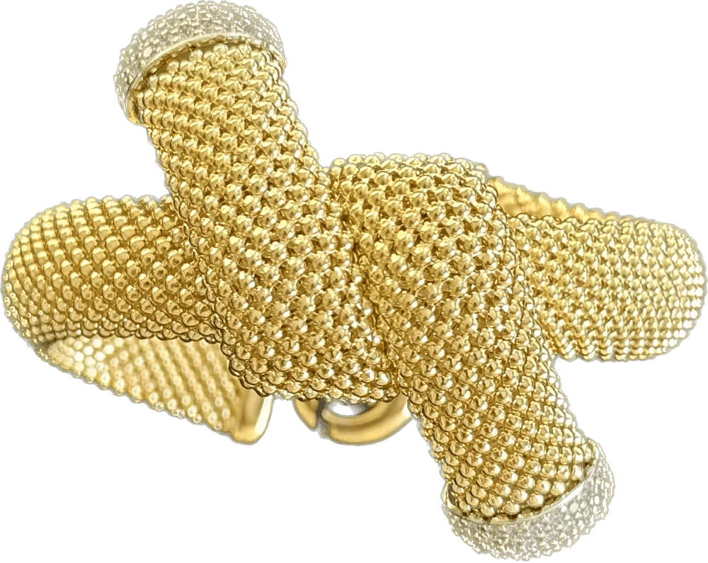 Federica Rossi bracciale in bronzo con intreccio centrale e zirconi nelle estremità laminato oro 18kt FR.BR.10 - Capodagli 1937